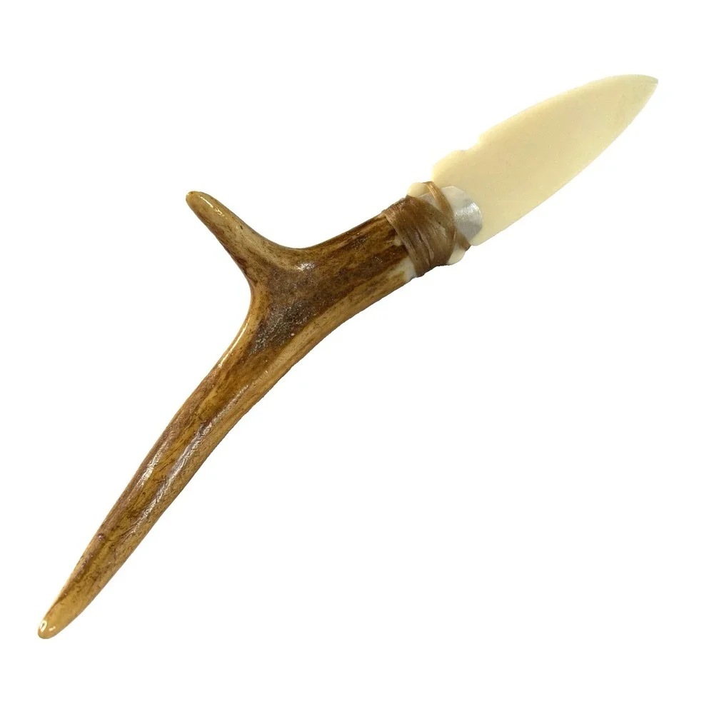 Handmade Antler Handle Notched Bone Blade 7.5